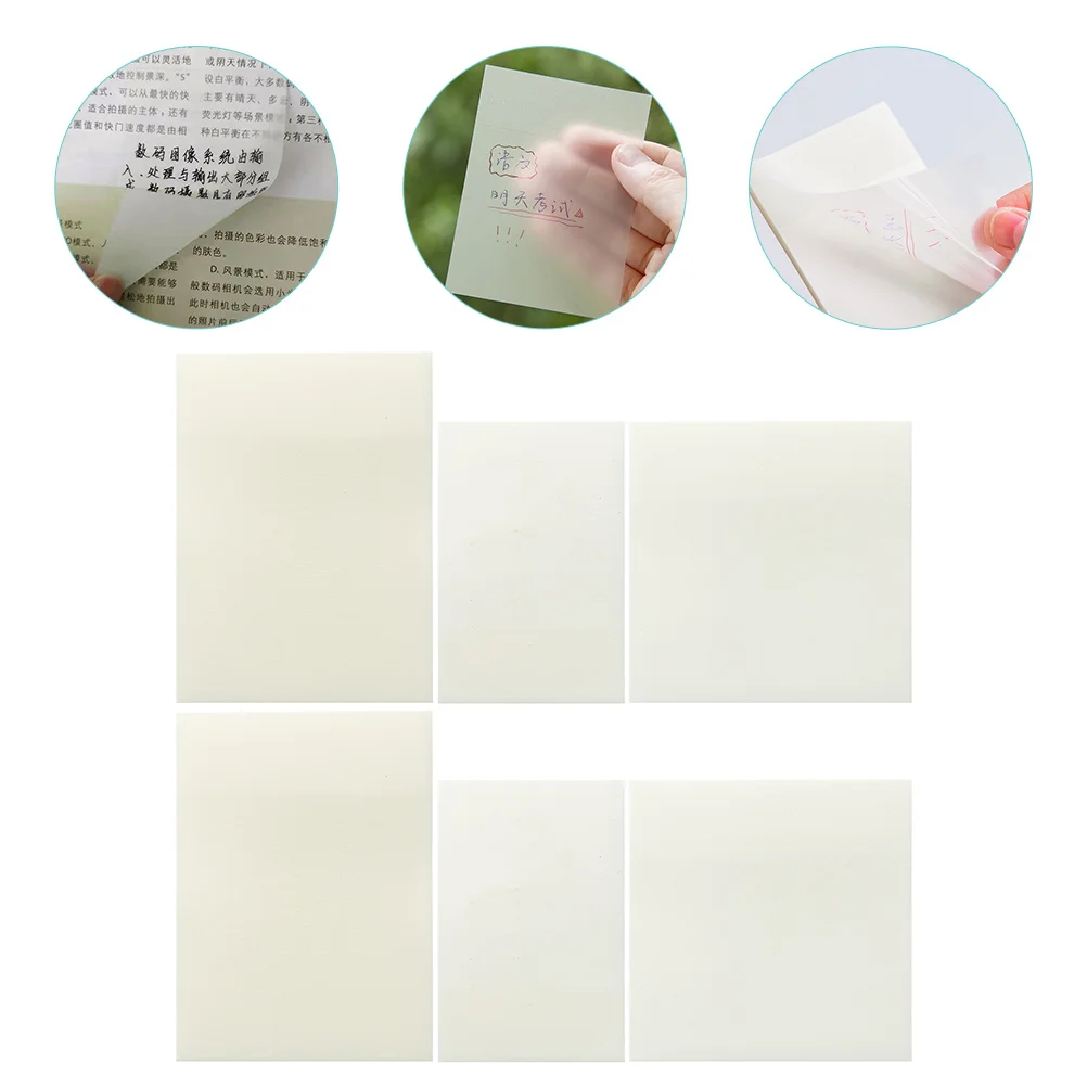 

6 Pcs Transparent Sticky Memo Pads Note Taking Study Supplies Book Notes Office Stationary Reusable Long Term Smooth Surfaces