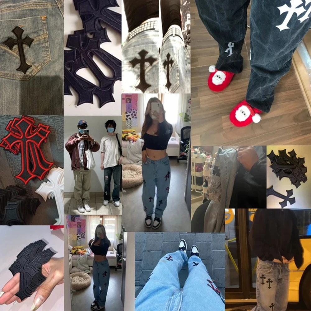 10 Stück Coole Kreuz-Patch-Stickerei-Aufkleber zum Aufbügeln auf Kleidung, Weihnachten, DIY, Jeans, Jacken, Festival-Abzeichen, Taschen, Reparatur, Dekoration – Detail 6