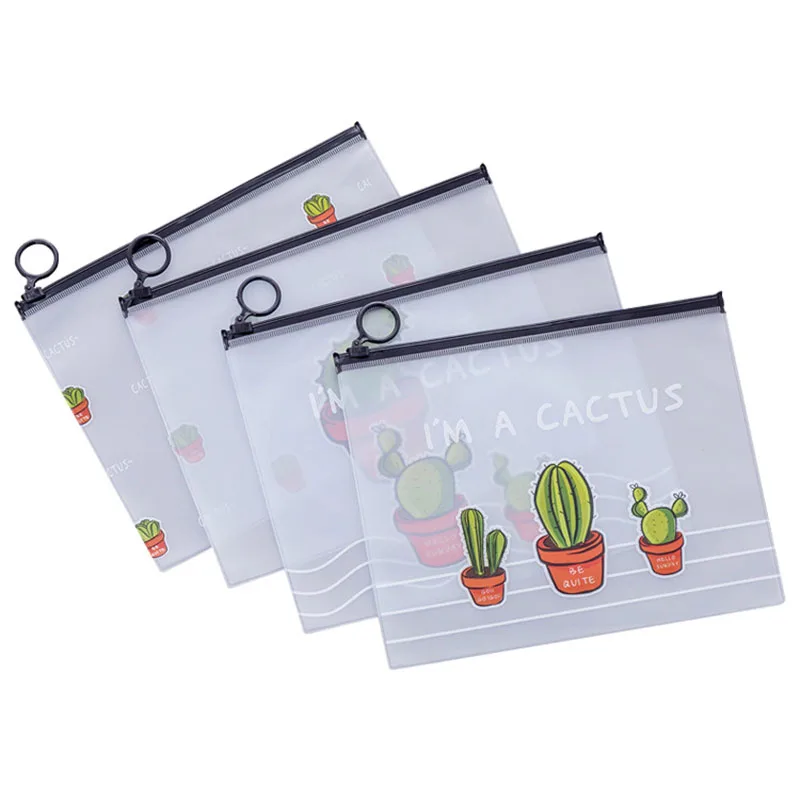 1pcs Simple Transparent Cartoon Cactus Pencil Case Kawaii Pencil Bag Office School School Supplies Stationery