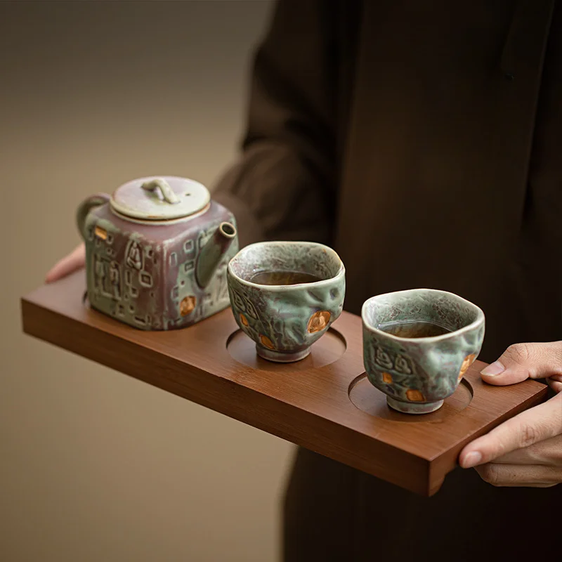 Chinese Dunhuang Ceramics Teapot and Tea Cup Set Kung Fu Tea Set Gift Box Packaging