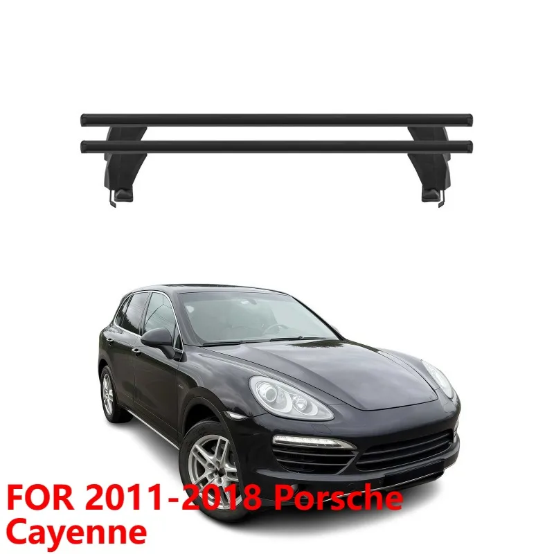 For 2011-2018 Porsche Cayenne Top Roof Rack Cross Bars 2Pcs Black Aluminum