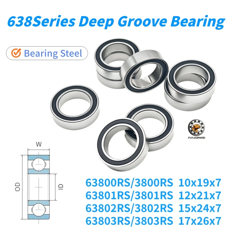 4PCS/lot 63800-2RS Ball 10x19x7mm Deep Groove Ball Bearing 63801 63802 63803 2RS Rubber Sealed Cover Bearing