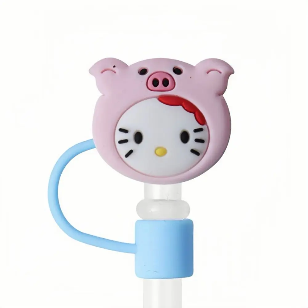 Hello Kitty Straw Cap,10MM Anti-splash Silica gel straw plug, Reusable Drinking cup Accessories Straw cover Zodiac Party Gift