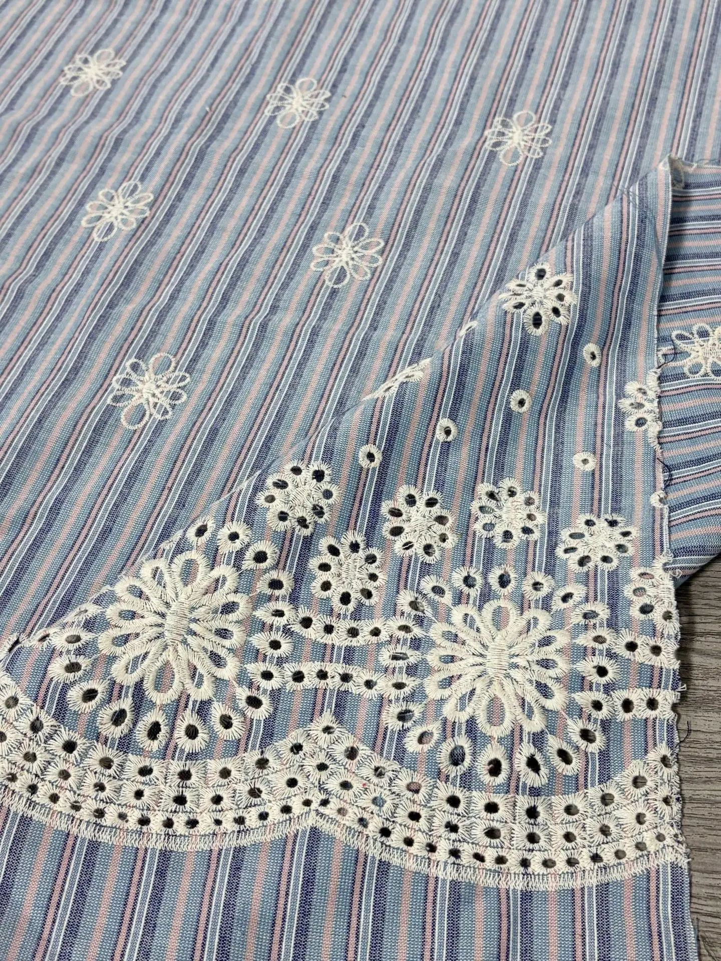 Tessuto ricamato a righe blu c - Sewing Eyelet Fabric recensione e prezzo