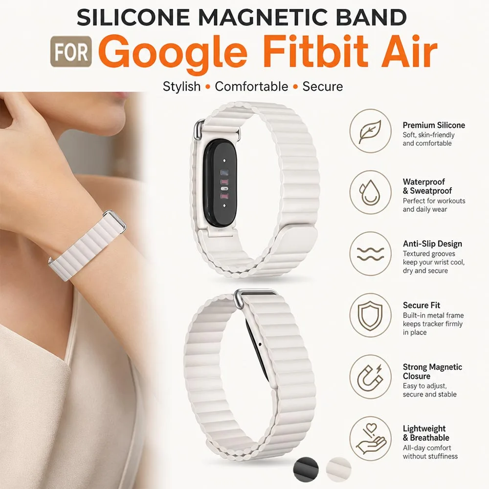 Magnetisches Silikonarmband für Google Fitbit Air Bands Fitness-Tracker Ersatz-Armband für Google Fitbit Air Straps