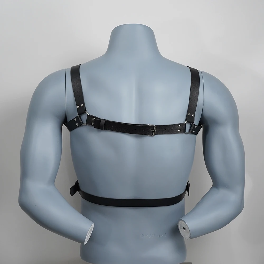 Fetish Gay Leather Chest Harness Men Harness Adjustable Sexual Body Bondage Cage Harness Belts Rave Gay Clothing for Adult Sex