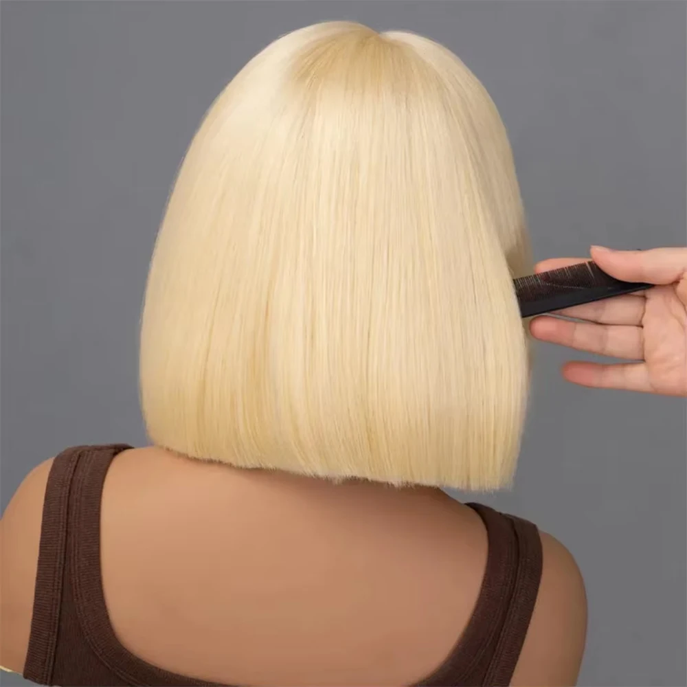 613 Honey Blonde Colored Remy Brazilian Straight Short Bob Wig 8 10 12 14 16 Inch Human Hair Wigs 13x4 13x6 lace 200 density