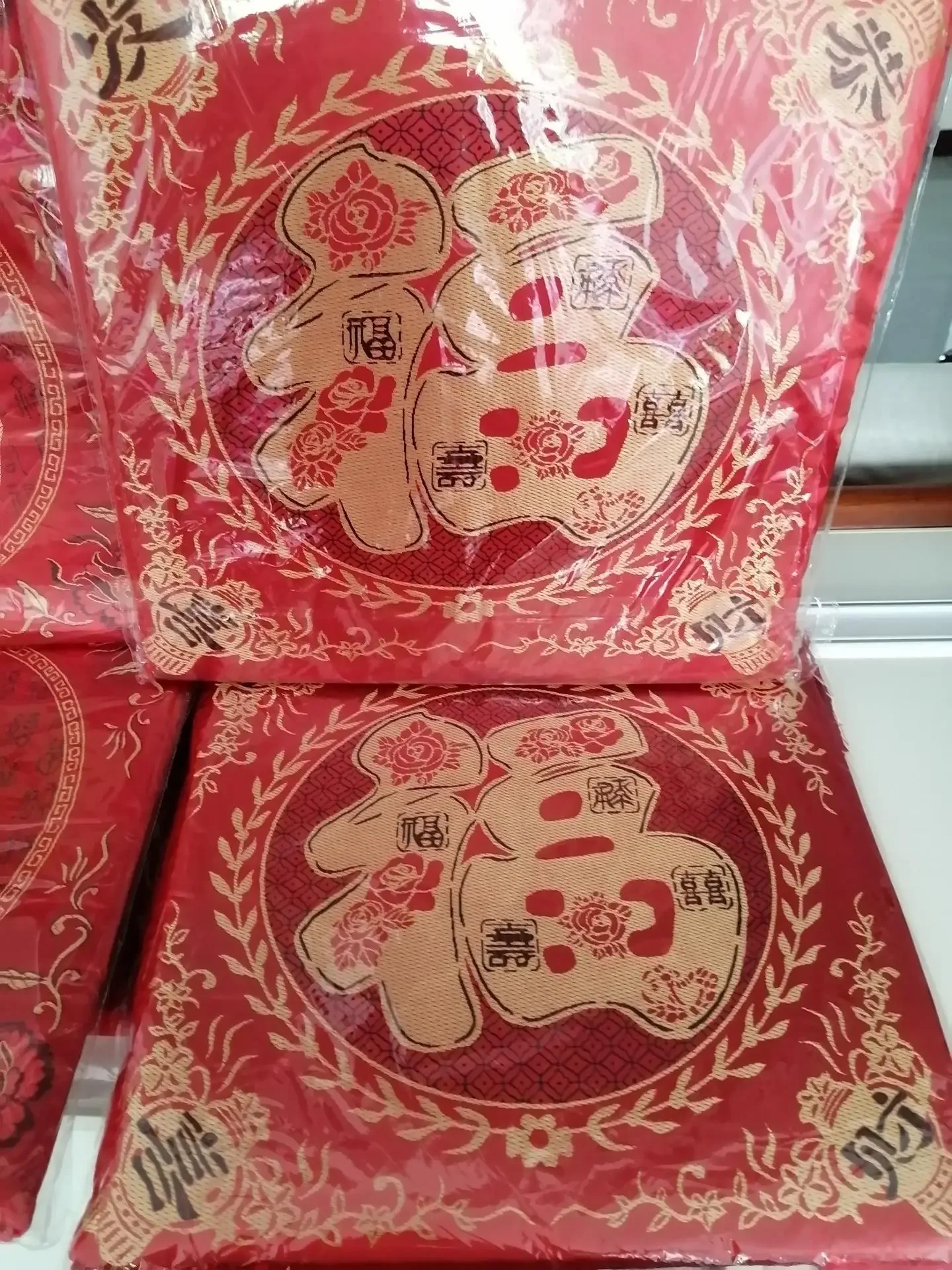 2X Soft Comfortable Durable Chair Pads Living Room Balcony,Chinese Non-Slip Seat Cushion,Cotton Linen Embroidered Chair Cushion