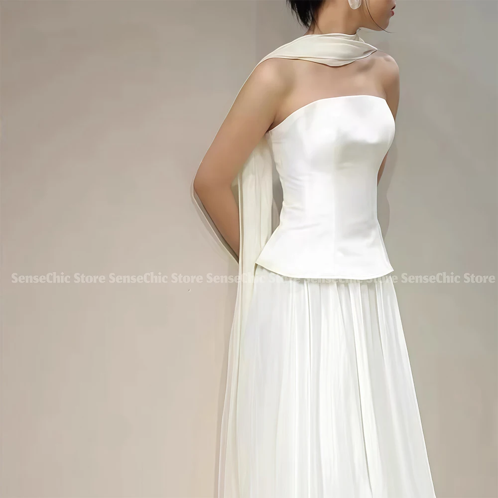 Свадебные платья с бретелькой на шее, корейское простое тюлевое платье трапециевидной формы с открытыми плечами, торжественное платье 웨딩드레스, классическое платье 2021, платье невесты по индивидуальному заказу