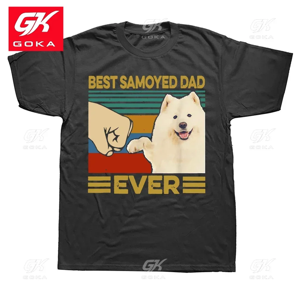 Best Samoyed Dad Ever Retro Vintage Father's Day T Shirt Dog Lovers Round Neck Short-Sleeve Fashion Cotton T Shirts Casual Basic