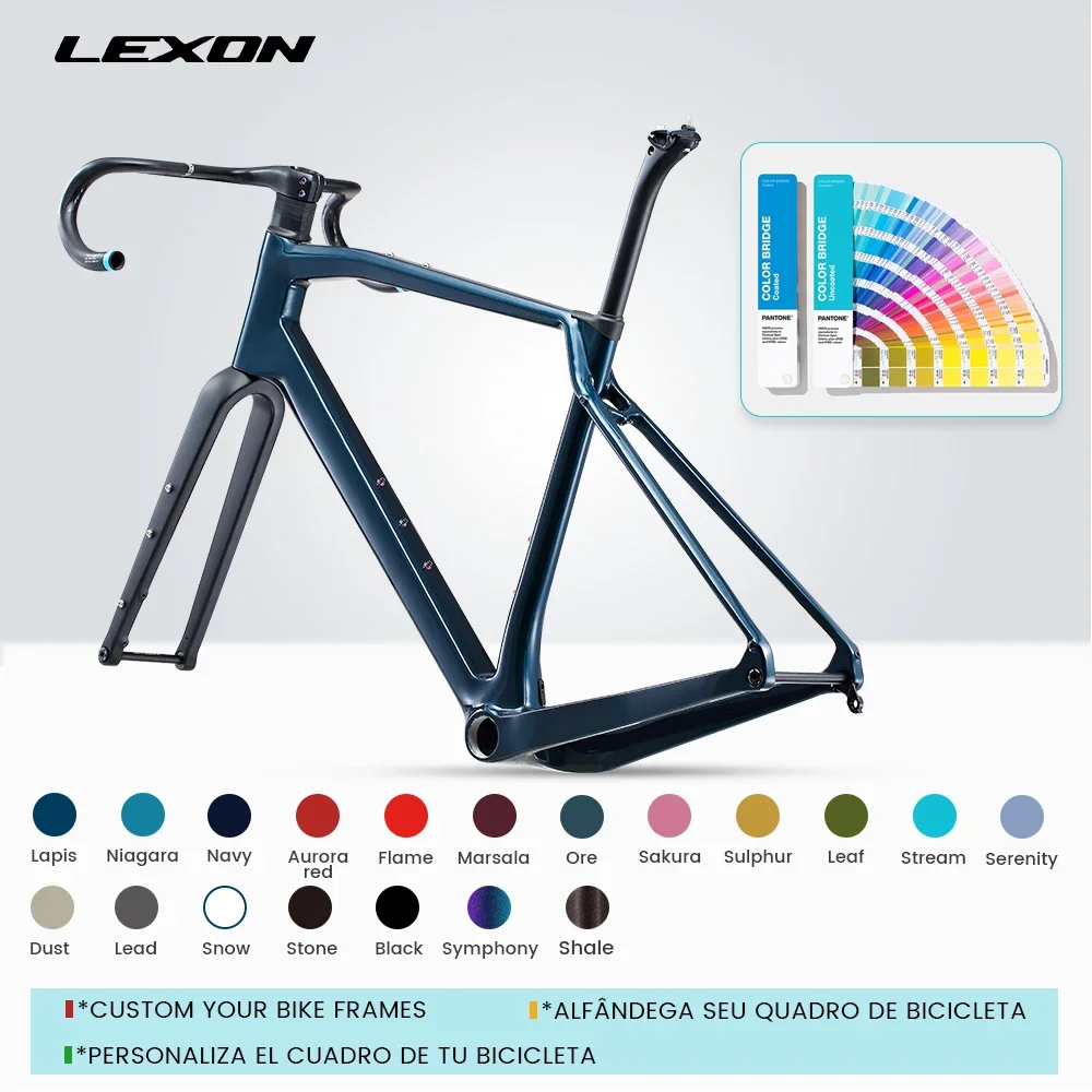 LEXON Carbon Gravel Frame Ultralight Disc Brake Road Bike Frameset off-Road Cyclecross Customize Frame Cycling Bicycle Accessory