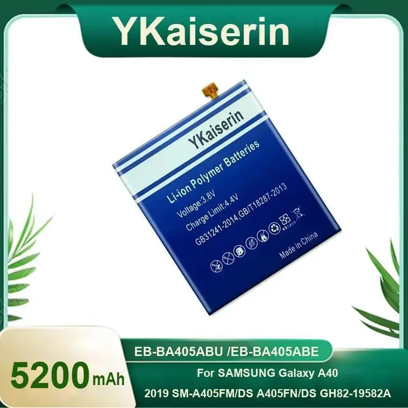

YKaiserin Replacement Battery for Samsung GALAXY A40 A405F EB-BA405ABE EB-BA405ABU Rechargeable Phone Batterie 5200mAh warranty