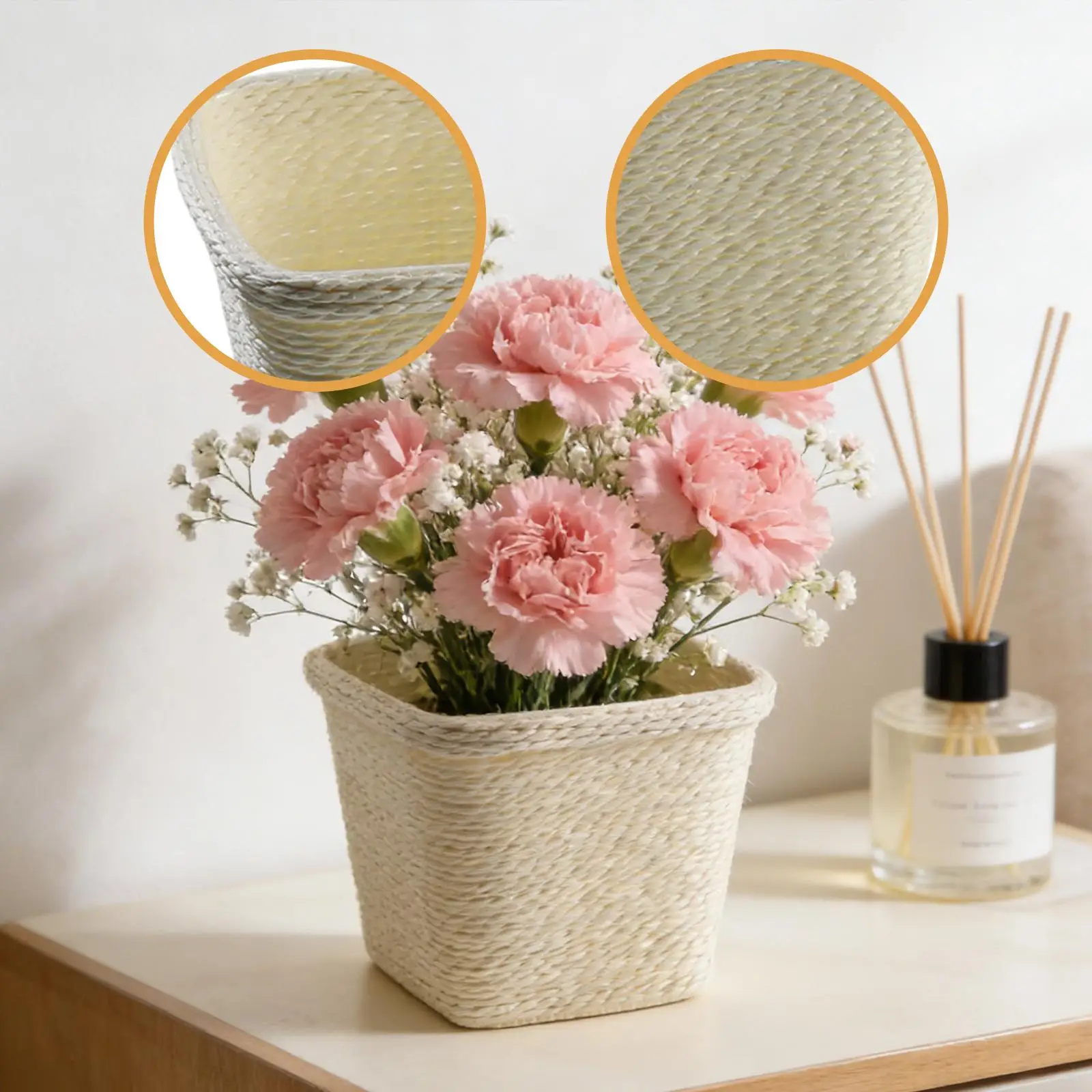 Flower Pot Cover Woven Plant Basket for Garden Decorating Props Balcony Window Flowerbed Yard