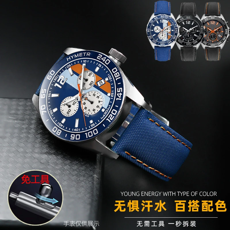 For TAG HEUER Racing F1 Aquaracer Carrera Leather Nylon Watch Strap 20mm 21mm 22mm 23mm 24mm Men Blue Water Ghost Watch Band