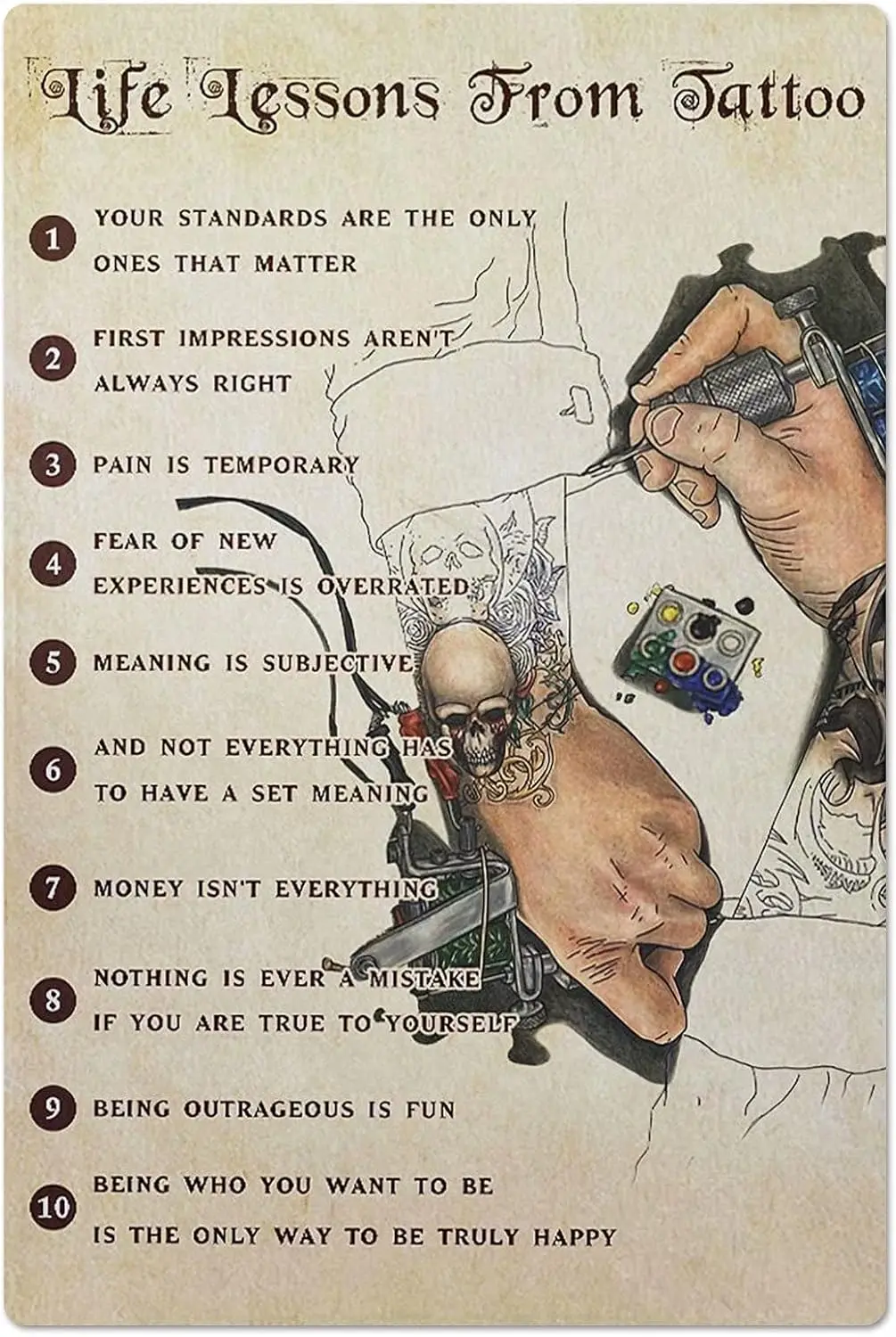 Life Lessons From Tattoo Metal Signs Tattoo Posters Club Decor Room Wall Art Decor Tattoo Shop Signs Printed Plaque 12x17 I sign