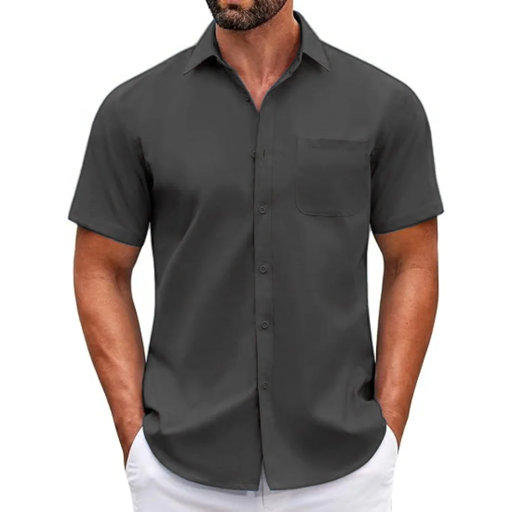 

Men's Stylish Casual Solid Color Shirts Are Available In 6 colors. Plus Size Lapel Cardigan With Pockets And Comfortable Tops