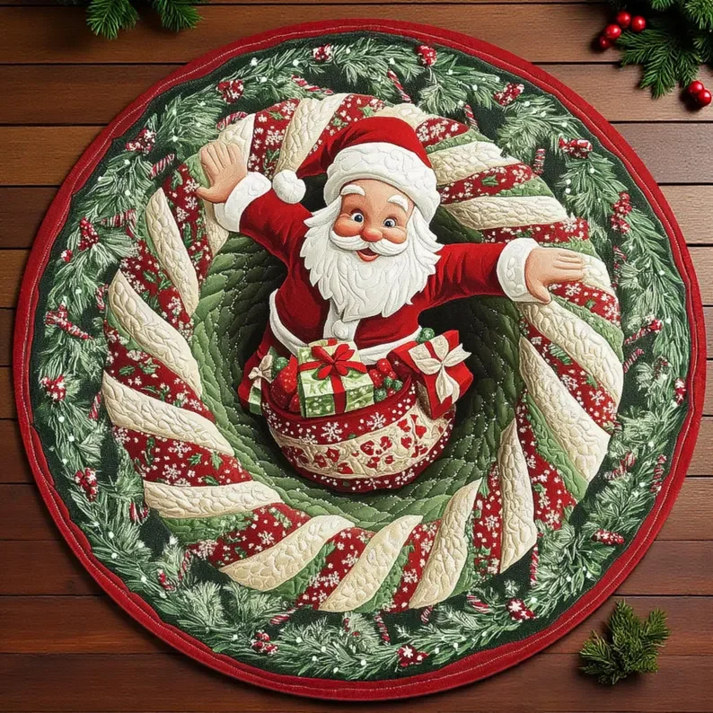 Weihnachtsmann Weihnachten 3D-gedruckte runde Matte Weihnachtsteppich, Weihnachten Weihnachten Willkommen Fußmatte Winter Home Decor Weihnachtsdekoration