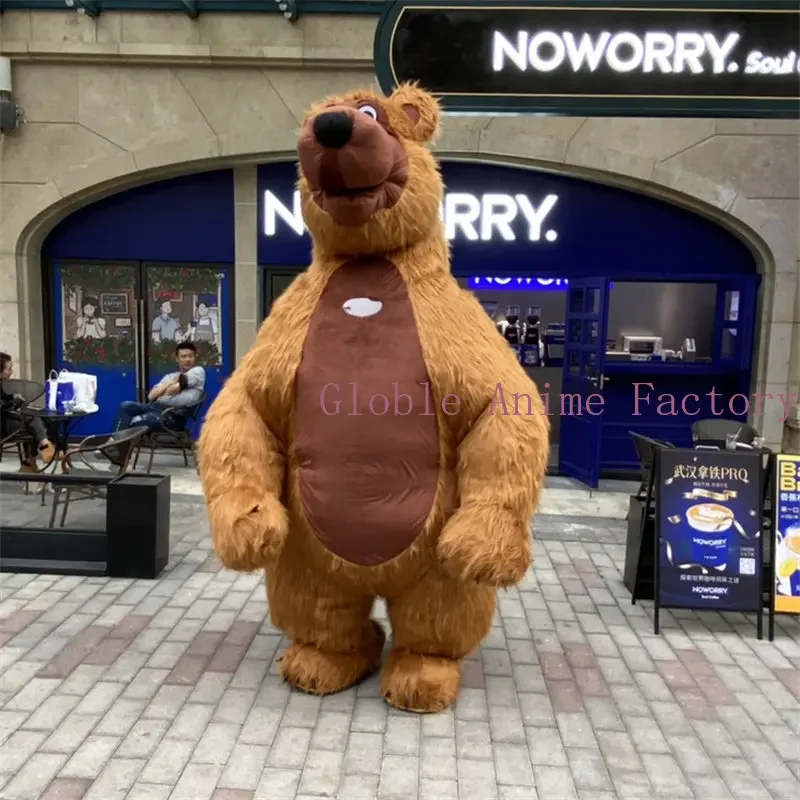 Inflatable Cute Furry Plush Brown Bear Mascot Costume Fursuit Halloween Promotion Halloween Cosplay Party Dress Party Cosplay