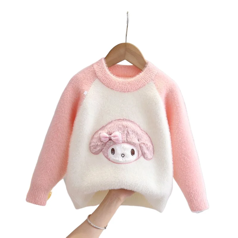 Sanrio Girl Sweater Kuromi Autumn Winter Keep Warm Fashion Cartoon Bottoming Shirt My Melody Thicken Cute Kawaii Knitted Sweater