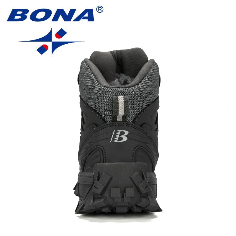 BONA 2023 New Designers Fashion Ankle Boots Men Winter Trekking Mountain Hiking Boots Man Rubber Anti-Slip Plush Warm Snow Boots