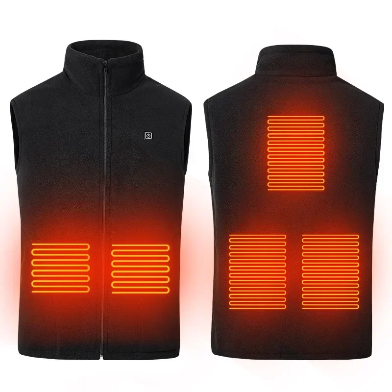 Winter USB Electric Heating Warm Vest Fleece Smart Men Women Heated Jacket Fever Recharge Ski Fishing Hunt Heating Graphene Coat