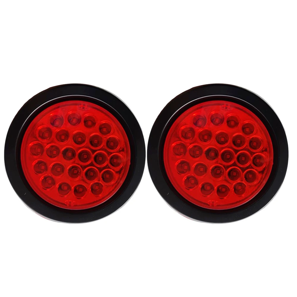 

2* 12/24LED Beads 4" Round 12V Car Red LED Tail Lights Waterproof Stop Brake Turn Lights Universal for Truck RV Trucks Camper