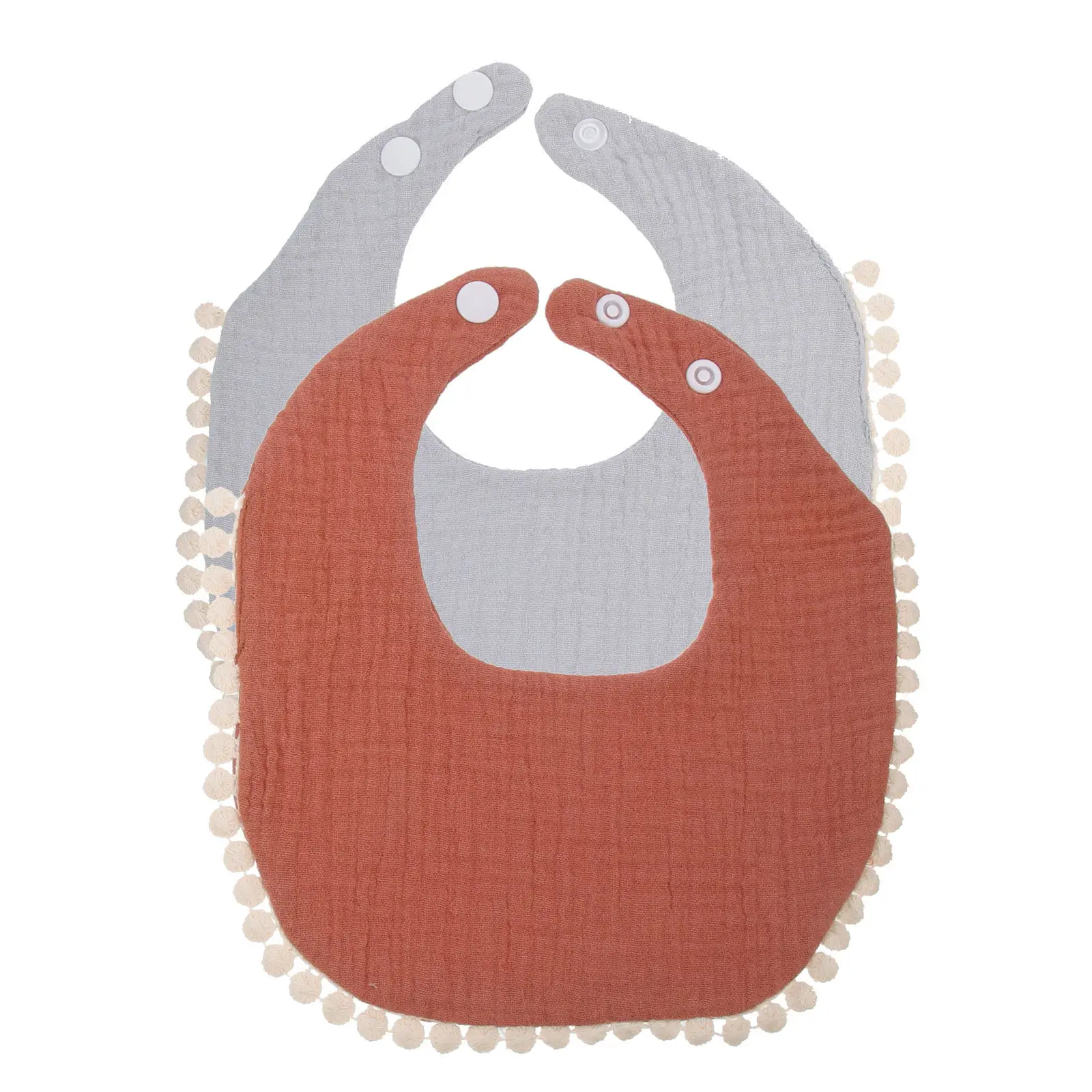 

2Pcs Lightweight Breathable Baby Bibs Cotton Saliva Towels for Teething Toddlers Feeding Burp Cloths Neutral Design Reusable