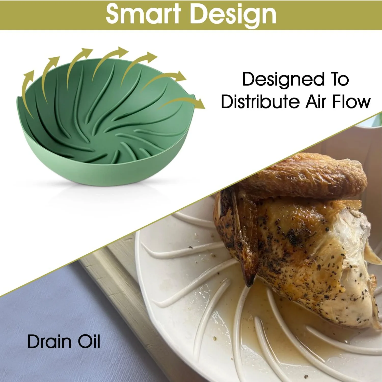 عبوة من بطانات السيليكون للمقلاة الهوائية - ملحقات قابلة لإعادة الاستخدام والطعام لمقلاة الهواء 3Qt-5Qt