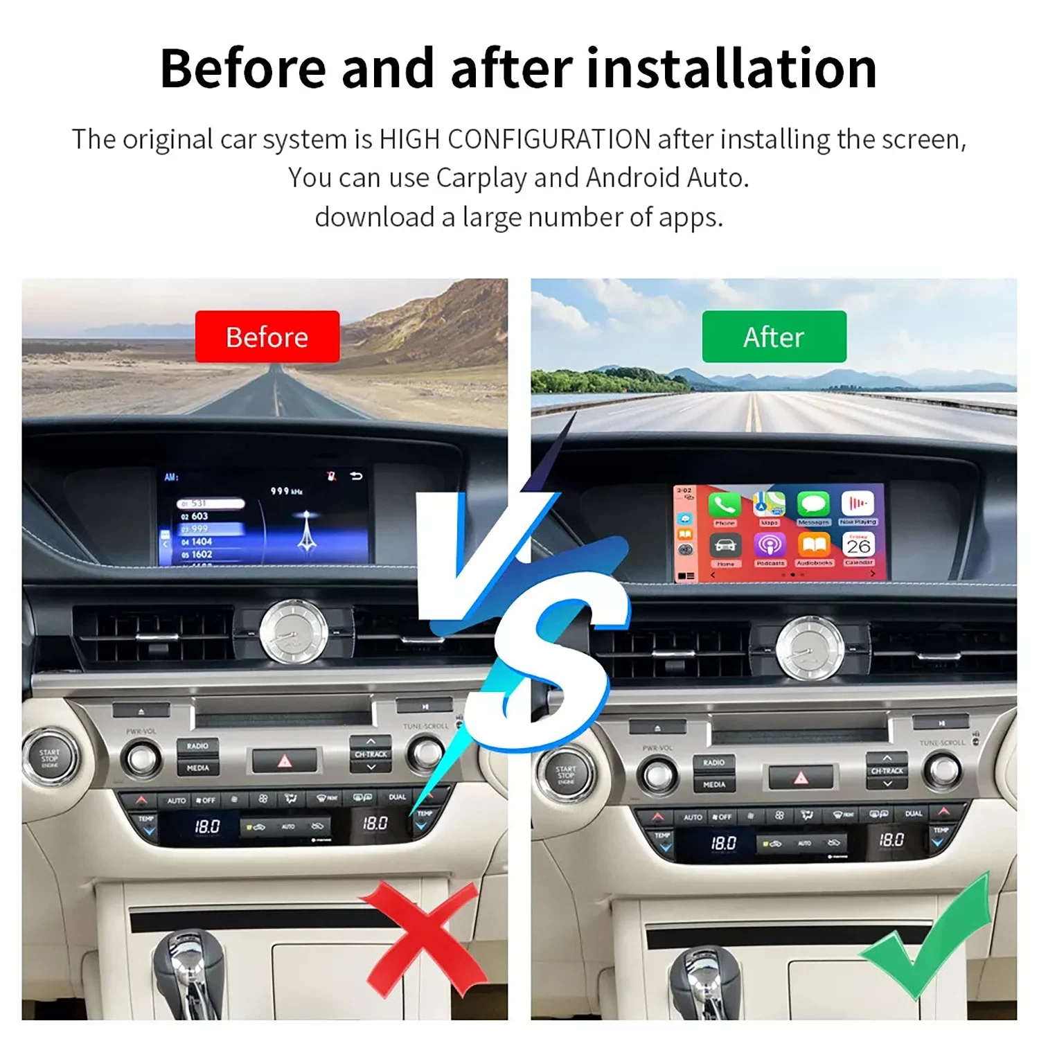 سيارة لاسلكية CarPlay Airplay مع عصا التحكم/لوحة اللمس الصغيرة لكزس NX ES UX iS CT RX GS LS LX LC RC 2014-2020