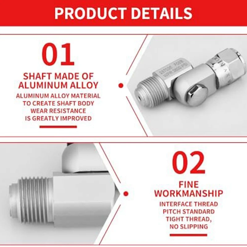 وصلة دوارة لرش الطلاء بدون هواء متوافقة مع 235486   7/8 بوصة 300 °   دوران معدن فضي 2 قطعة