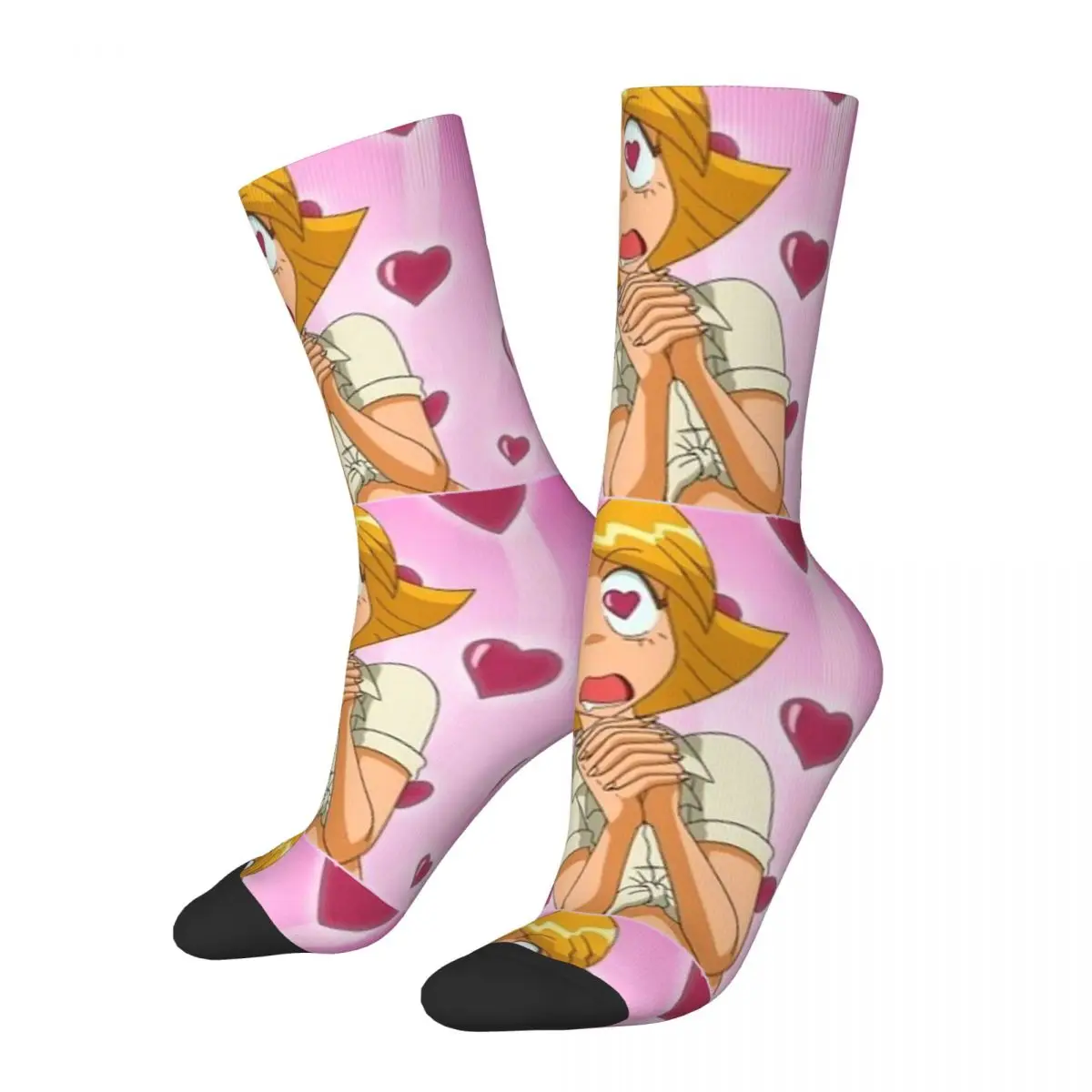 Funny Crazy Compression Sock for Men Classic Hip Hop Vintage Totally Spies Sam Clover Alex Cartoon Pattern Printed Boy Crew Sock