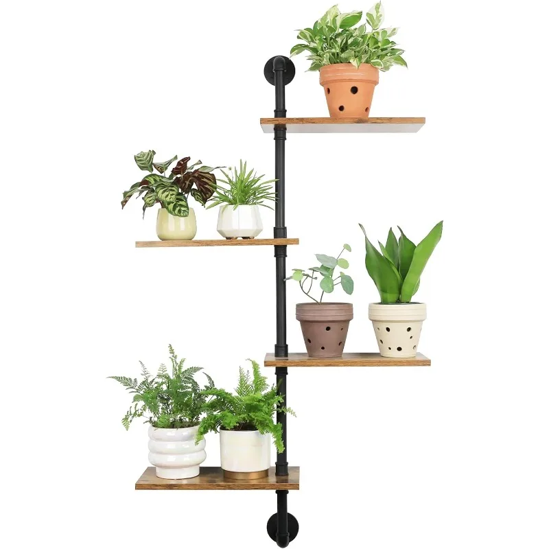 

Window Plant Shelves for Multiple Plants indoors,4-tier wooden metal Corner plant stand Floating plant shelf， Windowsill