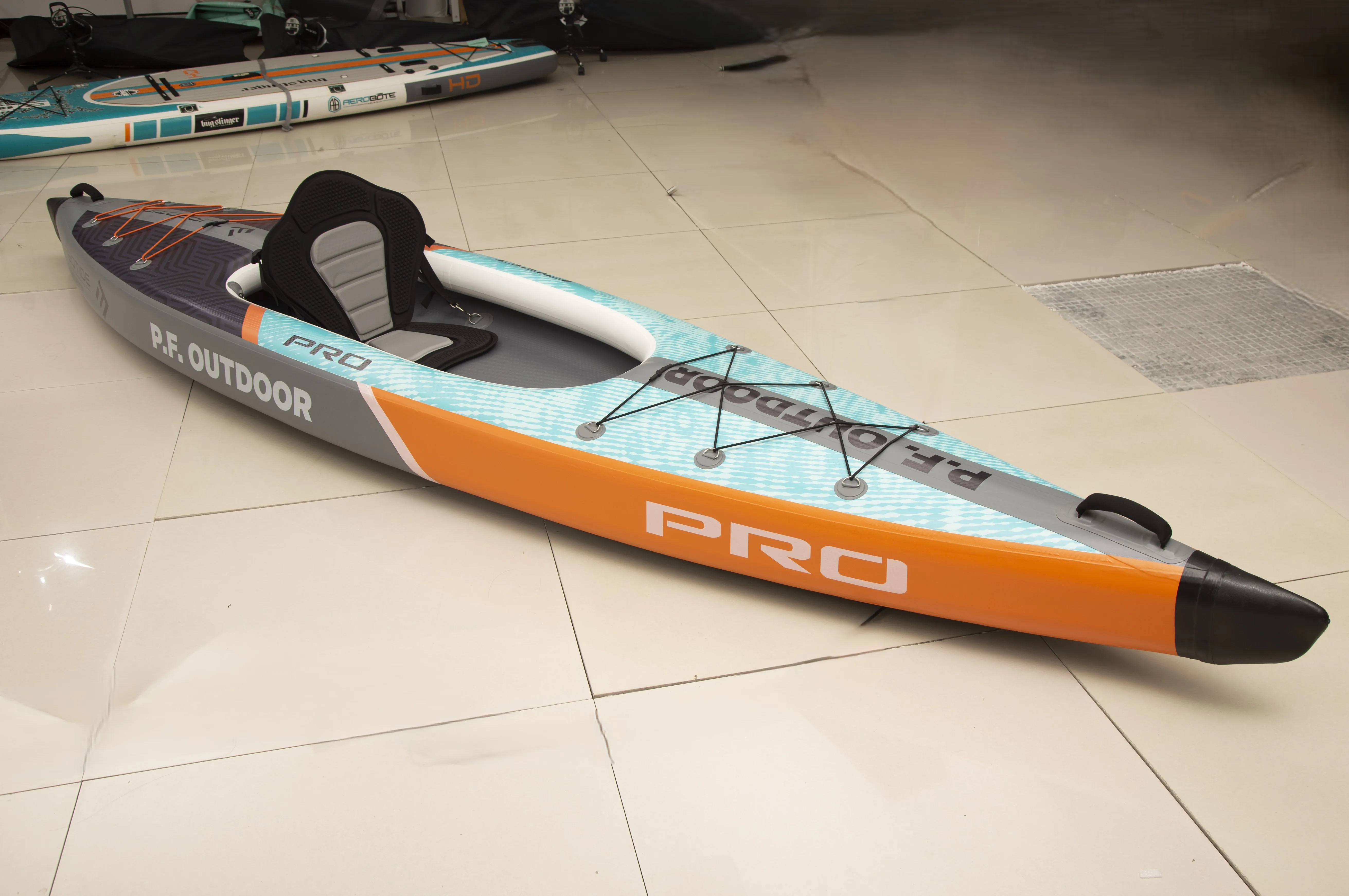 نفخ مصنع كاياك مخصص الصيد الزورق قطرة غرزة التجديف سولو الأشعة فوق البنفسجية قوارب الكاياك القابلة للنفخ مع زعنفة قابلة للفصل