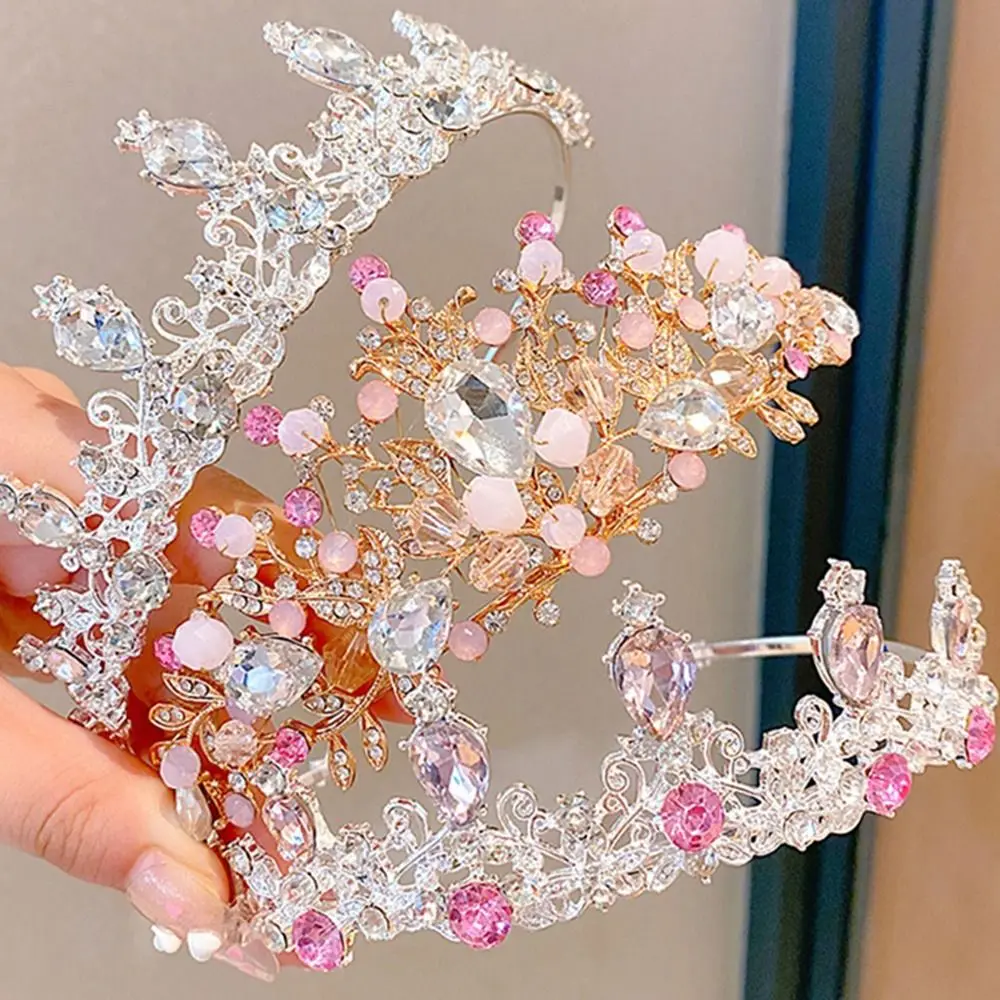 Romantic  Princess Crystal Tiaras Princess Crown Headband Girls Love Bridal Prom Crown Wedding Party Accessiories Hair Jewelry