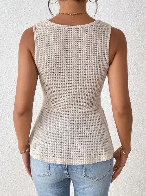 Top Women 2026 Spring Summer New Solid Color V-Neck Sleeveless Slim Fit Daily Basic Versatile Casual Vest Top