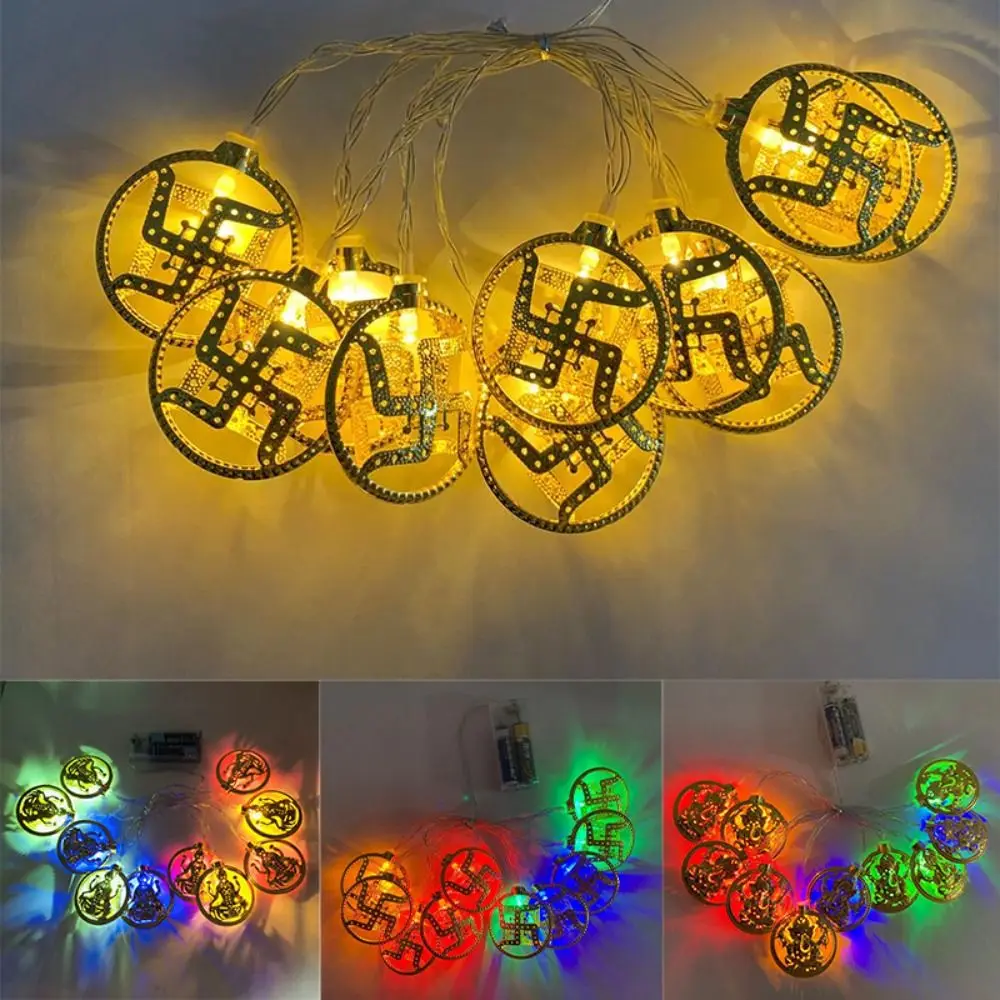 

Indian Diwali Light 10 LED AUM OM Swastika Lakshmi Ganesha Party Decorative Lights Deepavali Decoration Colored Lights