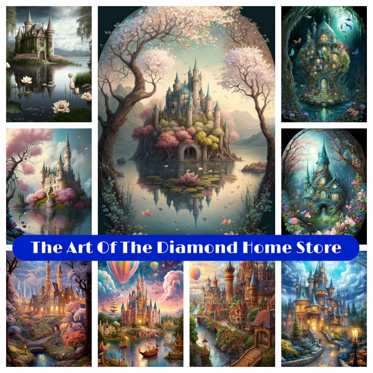 

Garden Landscape AB Full Square Round Diamond Painting 5D DIY Diamond Embroidery House Cross Stitch Mosaic Craft Home Decoration