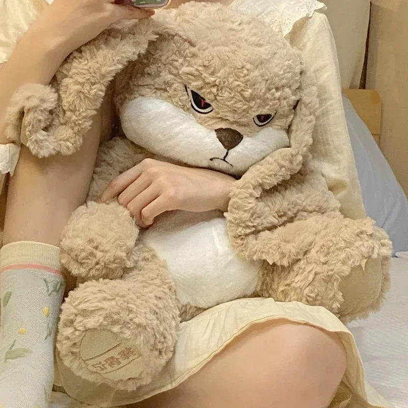 35cm Angry Long Ears Bunny Plush Toy Soft Stuffed Rabbit Hugging Pillow Sofa Bedroom Home Ornament Girlfriend Holiday Gifts