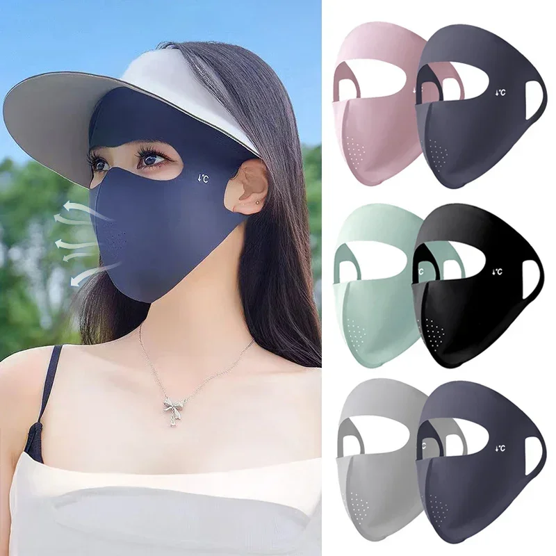 

Fashion Ice Sense Facekini Sun Protection Mask Elastic Breathable Full Face Cover for Summer Outdoor Activities Portable Elastic