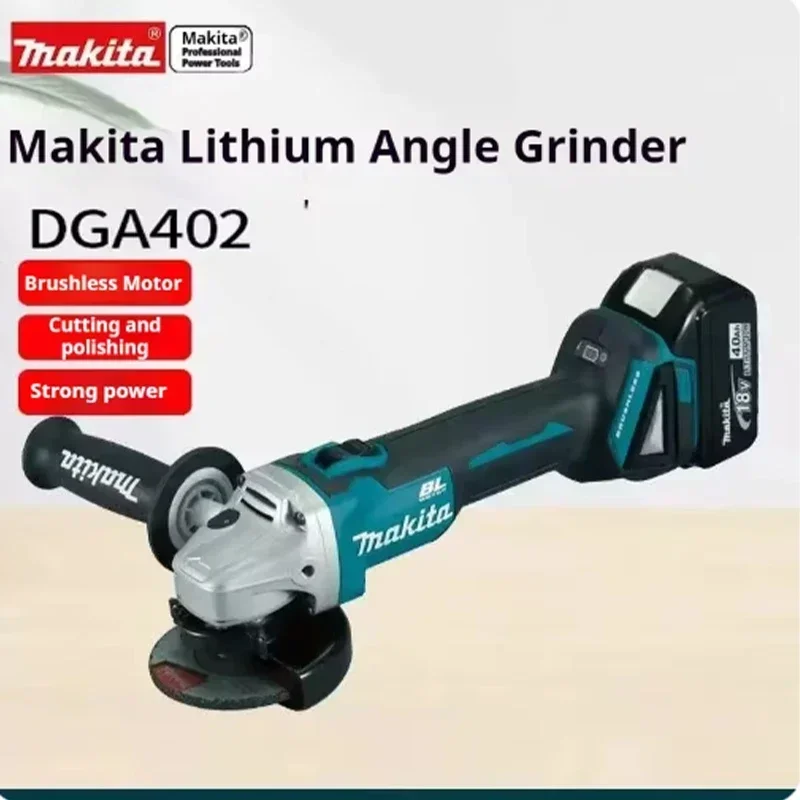 Mesin pemoles elektrik Lithium tanpa sikat, mesin pemotong daya tinggi Makita 18V DGA404 100mm