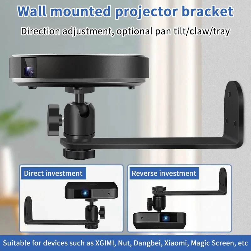 Soporte de pared para proyector Soporte de proyector de montaje en pared giratorio 360 Tornillo universal 1/4 para soporte Xgimi Jmgo Dangbei