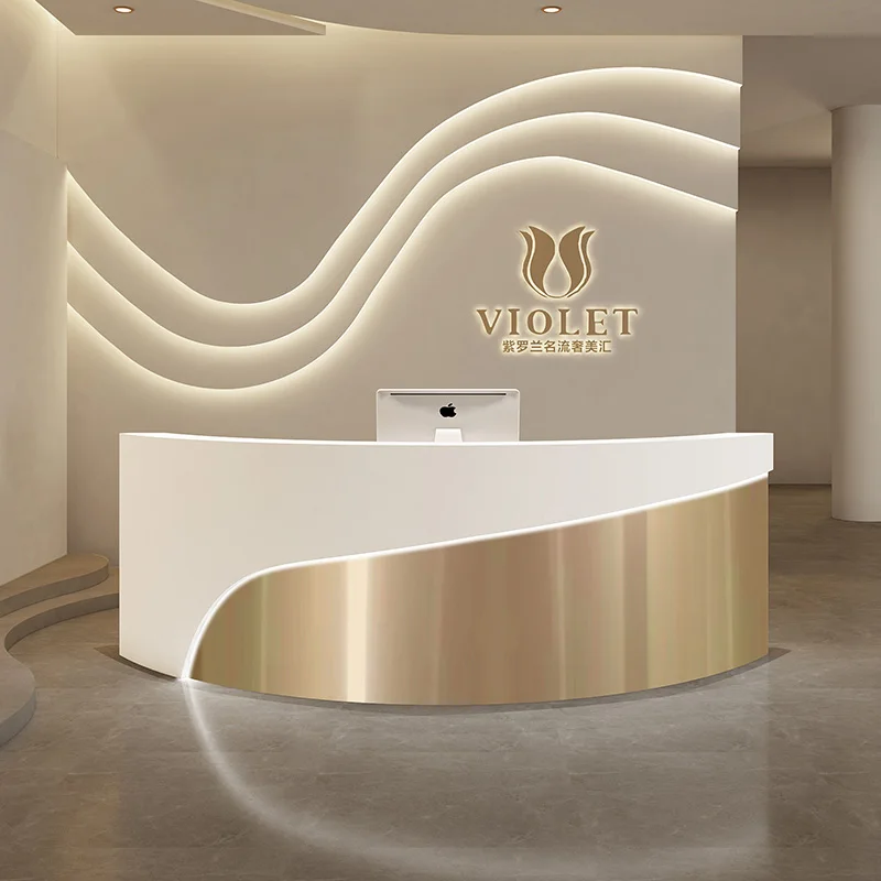 

*/*Restaurant Front Desk Reception Counter Modern Arched Classic Reception Desks Clinic Luxury Mostrador Recepcion Office Furnit
