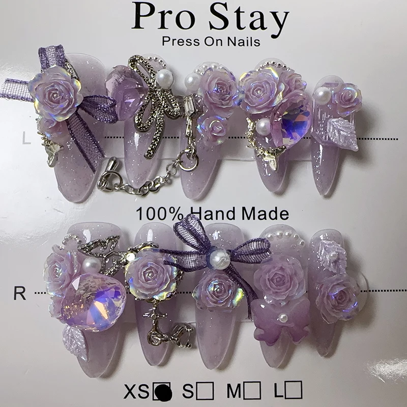 10Pcs High Quality Y2K Handmade Press On Nails Black pink Sweet Cool Style Butterfly And Flowers Wearable Artificial False Nail