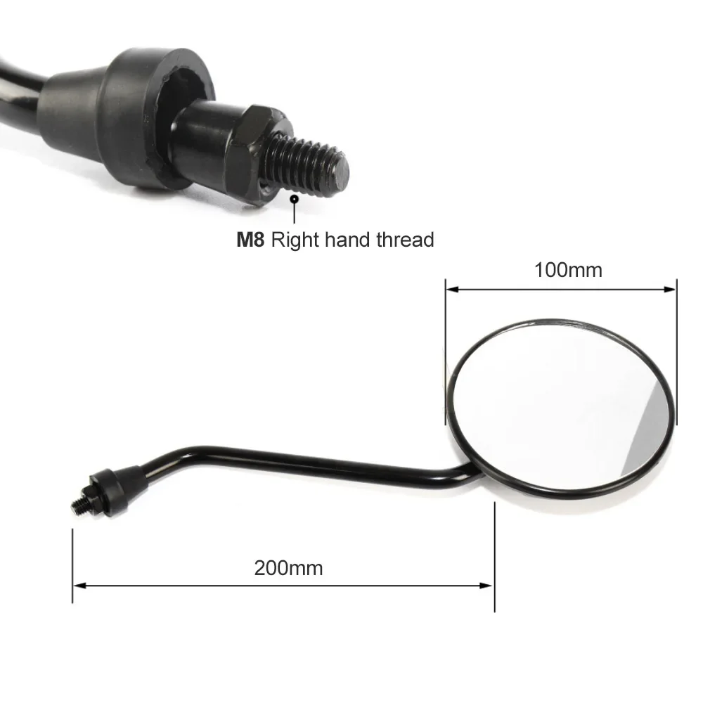 1 paar Universal Fahrrad Lenker Spiegel 22mm Abgerundete Seite Rückspiegel Motorrad E-bike Roller 8mm rückspiegel – Detail 2