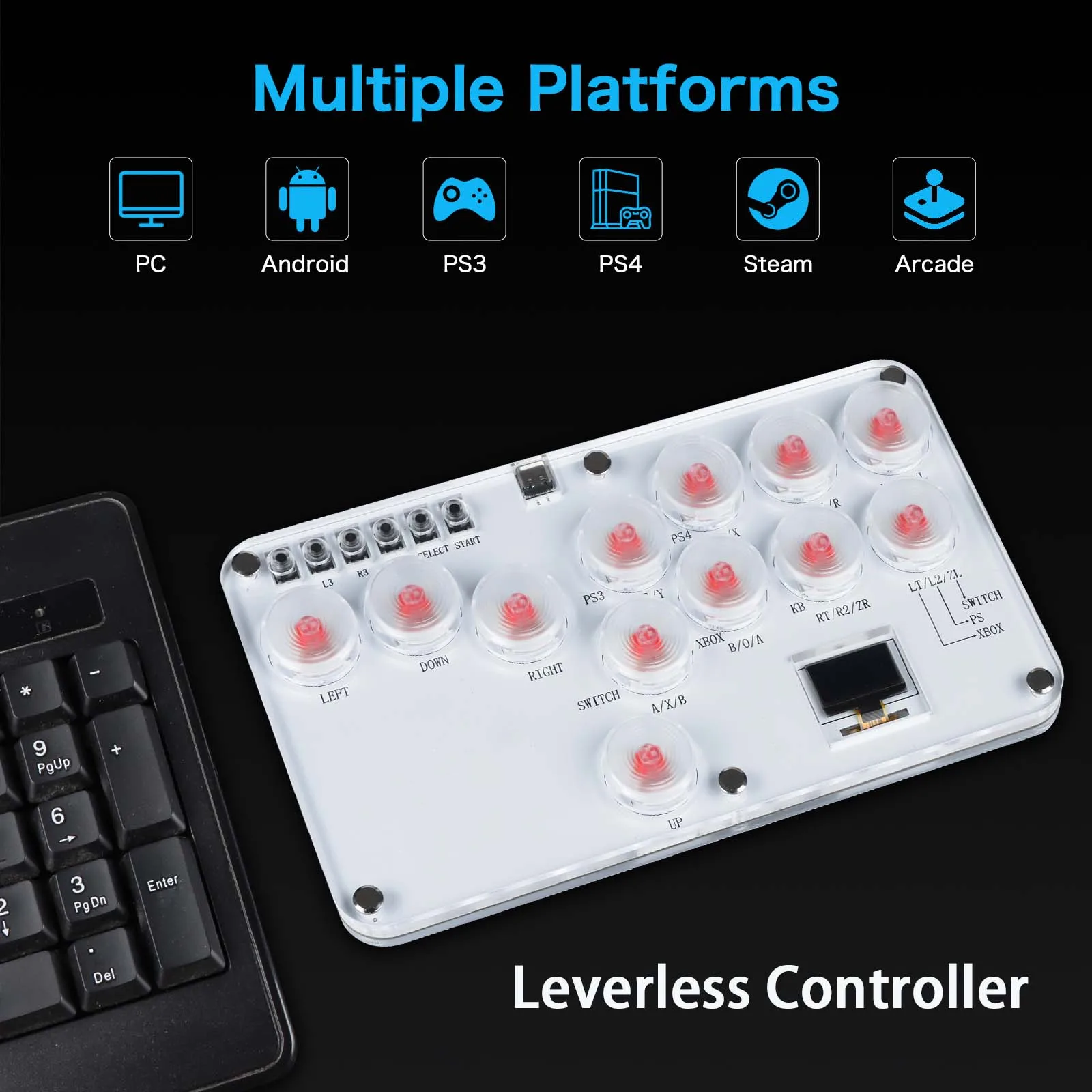 12Keys All-Button Leverless Controller Fight Sticks Keyboard Fighting Game Arcade Controller For PC/PS3/PS4/Switch/Steam/xbox