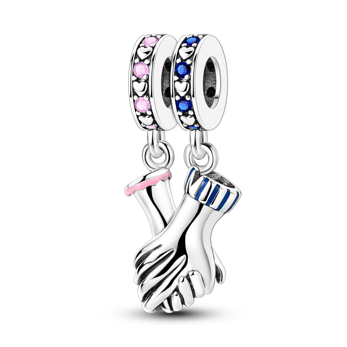Valentine's Day Gift Hold Hands Lover 925 Sterling Silver Separable Charm Pendant For Girlfriend Fit Bracelet Diy Woman Jewelry