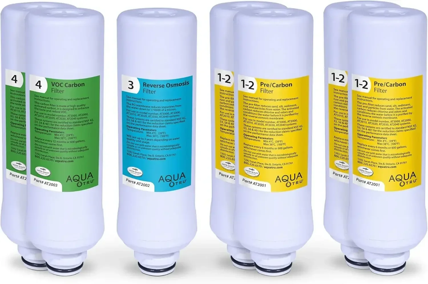 AquaTru - 2 Year Combo Pack - Includes 4 Pre-Filters, 2 Carbon Filters, and 1 RO Filter for Countertop Reverse Osmosis Water Pur