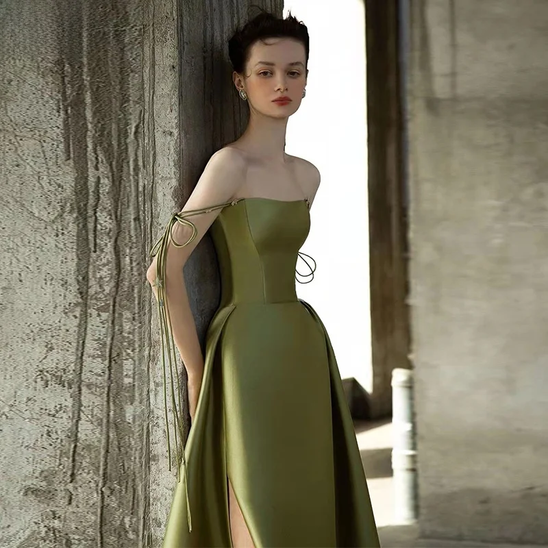 En Strapl ثوب مسائي نسائي فاخر جديد Sle من قماش الساتان كرة Dr Ele Ladylike تنورة طويلة بدون Sve