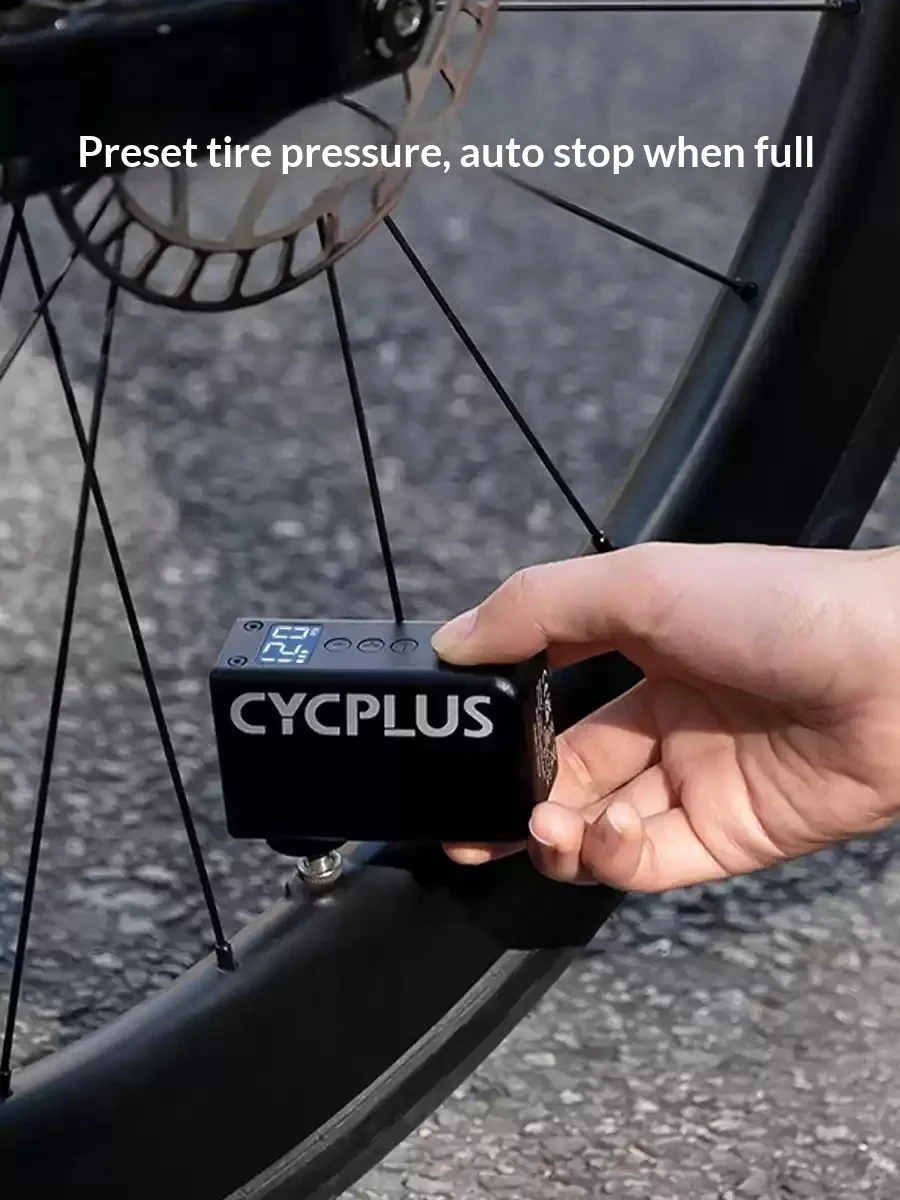 CYCPLUS AS2 Pro Mini Electric Bicycle Pump LED Display Portable High Pressure Tire Inflator view 4