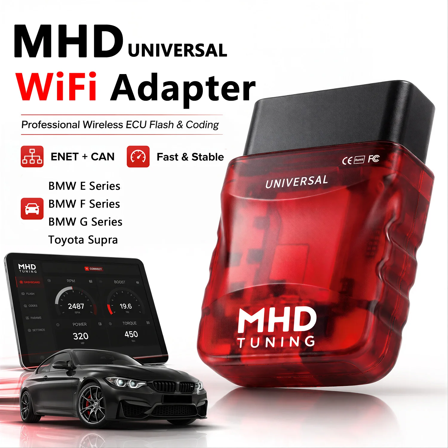 OBD2 Scanner ENET WiFi Adapter for BMW F G Series – Wireless Coding & Diagnostic Tool for BimmerCode MHD E-SYS ISTA Bootmod3
